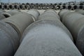 Stacked cement pipes at concrete factory Royalty Free Stock Photo