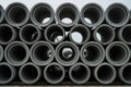 Stacked cement pipes at concrete factory Royalty Free Stock Photo