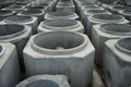 Stacked cement pipes at concrete factory Royalty Free Stock Photo