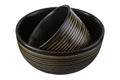 Stacked ceramic bowls, Empty black ceramics bowls isolated on white background with clipping path, Side view Royalty Free Stock Photo