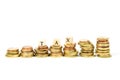Stacked change with word tax on a white background Royalty Free Stock Photo