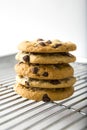 Stacked Chocolate Chip cookie and Cooling rack Royalty Free Stock Photo