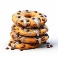 Stacked Chocolate Chip Cookies Glazed Surfaces And Frostpunk Style