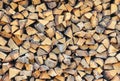 Stacked chopped wood background texture