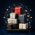 Stacked Christmas Presents with Sparkles Royalty Free Stock Photo
