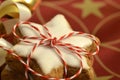 Stacked cinnamon stars packed with red and white ribbons