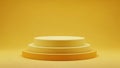 Stacked Circular Objects on Yellow Background Display Royalty Free Stock Photo