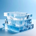 Stacked Clear Blue Ice Cubes Illuminated on a Soft Background Showcasing Cool Refreshment Royalty Free Stock Photo