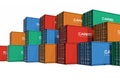 Stacked color cargo containers