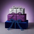 Stacked Colored Gift Boxes with Bows Royalty Free Stock Photo