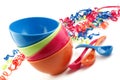 Stacked Colored Plastic Party Bowls Royalty Free Stock Photo