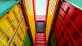 Stacked Colorful Cargo Containers at Port. Industrial and Transportation Background Royalty Free Stock Photo