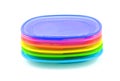 Stacked colorful plastic plates Royalty Free Stock Photo