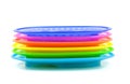 Stacked colorful plastic plates