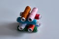Stacked Colorful Sewing Thread Spools Royalty Free Stock Photo