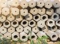 Stacked of Concrete pile stake,Used in construction