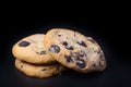 Stacked cookies isolated on black