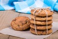 Stacked cookies with raisins