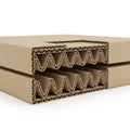Stacked corrugated cardboard boxes isolated on white background isolated on white background Royalty Free Stock Photo