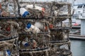 Stacked crab pots in Westhaven port Royalty Free Stock Photo