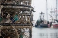 Stacked crab pots in Westhaven port Royalty Free Stock Photo