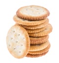 Stacked Crackers on white Royalty Free Stock Photo