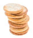 Stacked Crackers on white Royalty Free Stock Photo