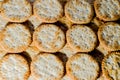 stacked crackers with white background and copy space Royalty Free Stock Photo