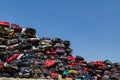 Stacked and crushed cars. Royalty Free Stock Photo