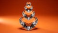 Stacked Crystal Hearts on Orange Background Royalty Free Stock Photo