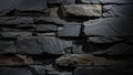 Stacked Dark Gray and Brown Stone Wall Texture with Visible Cracks and Natural Irregular Shapes Creating a Rugged Royalty Free Stock Photo