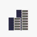 Stacked data servers in a server room in flat vector illustration symbolizing digital storage, information technology Royalty Free Stock Photo