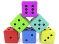 Stacked dice in pyramid Royalty Free Stock Photo