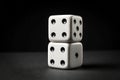 Stacked Dice Still Life on Dark Surface Game of Chance Concept with Sharp Focus and Detail Royalty Free Stock Photo