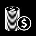 Stacked dollar coins and the front of the coin for vector icons. Royalty Free Stock Photo