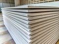 Stacked Drywall Panels Assessing Condition and Readiness for Installation Royalty Free Stock Photo