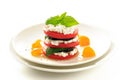 Stacked eggplant ,tomato and cottage cheese