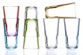 Stacked empty colorful glasses