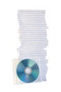 Stacked empty jewel cases on white