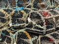 Stacked empty lobster pots