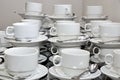 Stacked empty teacups