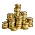 stacked euro cent coins isolated Royalty Free Stock Photo
