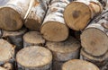 Stacked firewood as background, closeup. Heating house in winter