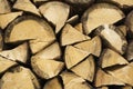 Stacked firewood, close up