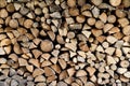 Stacked firewood close up - background