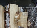 Stack of firewood, wood logs texture background.Pile of chopped fire wood prepared for winter Royalty Free Stock Photo