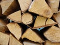 Stack of firewood, wood logs texture background.Pile of chopped fire wood prepared for winter Royalty Free Stock Photo