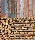 Stacked Firewood Colorful Batten Wall