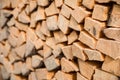 Stacked firewood texture background showing neatly arranged cut wooden logs Royalty Free Stock Photo