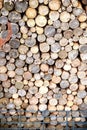 Stacked firewood texture background showing neatly arranged cut wooden logs Royalty Free Stock Photo